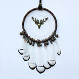 HULIANFU Original silver gray dream catcher 2 ring Indian feather hanging art gifts to bestie friends creative valentine's day gifts