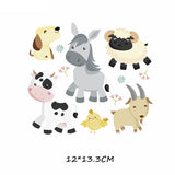 HULIANFU Iron on Cute Animal Patches Set for Clothing DIY T-shirt Applique Vinyl Unicorn Heat Transfer Clothes Stickers Thermal Press T