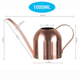HULIANFU Long Mouth Water Can Stainless Steel Watering Pot Garden Flower Plants Watering Cans 500ML /1000ML Kettle Gardening Tool