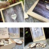 HULIANFU Wedding Guest Book Personalized Wedding Decoration Rustic Sweet Wedding Guestbook 120pcs Small Wood Hearts
