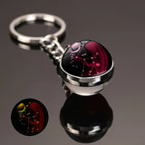 HULIANFU New 12 Constellation key ring Starry Sky Luminous Keychain Time Stone Glass Ball Key Chain Accessories Pendant Key Chain Gifts
