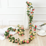 HULIANFU 2023 250CM Rose Artificial Flowers Christmas Garland For Wedding Home Room Decoration Spring Autumn Garden Arch DIY Fake Plant Vine