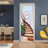 HULIANFU 2023 77x200cm Door Stickers Eco-Friendly 3D Stairway Egyptian Pharaoh Light Shadow Corridor Pattern Home Decor Bedroom Wallpaper