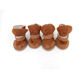 HULIANFU S-XXL Winter Warm Shoes for Dogs 4Pcs/Set Cute Dog Boots Snow Walking Cotton Blend Puppy Sneakers Pet Supplies