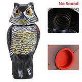 HULIANFU Realistic Bird Scarer Plastic Owl Scarecrow with Rotating Head and Sound for Garden Yard Bird Repellent Outdoor Pest Control