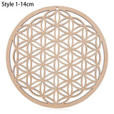 HULIANFU Log Color Chakra Pattern Round Edge Circles Carved Wooden Stand Coaster Flower of life Reload Stone Kitchen Hot Pad Mat Decor