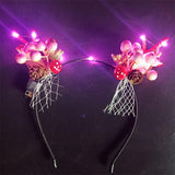 HULIANFU 2023 Luminous Elk Antler Headband Christmas Concert Forest Branch Deer Ear Headgear Hair Accessories Scenic Stage Show Photo Props