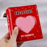 HULIANFU Kpop Card Binder 3inch Photo Album Hollow Love Heart Model Photocard Holder Plaid Album Instax Mini Album For Cards Collect Book