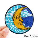 HULIANFU Van Gogh Embroidered Patches on Clothes DIY Cartoon Wave Applique Clothing Thermoadhesive Patches for Clothing DIY