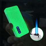HULIANFU New Windproof Metal Dual Plasma Arc Lighter Jet USB Torch Lighter Gas Electric Butane Chargeable Pipe Cigar Lighter Gadgets