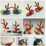 HULIANFU 2023 Christmas Simulation Antlers Headwear Brown Deer Horns Hair Band Headband Goth Halloween Cosplay Accessories Headdress