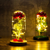 HULIANFU Valentines Day Gift for Girlfriend Eternal Rose LED Light Foil Flower In Glass Cover Mothers Day Wedding favors Bridesmaid Gift