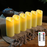 HULIANFU Pack of 3/6 LED Battery Operated Flameless Candles Remote Control,Moving Wick Swing Flame Pillar Candles For Wedding Birthday