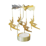HULIANFU Silver Gold Candlesticks Rotating Romantic Rotation Spinning Carrousel Tea Light Candle Holder Dinner Wedding Bar Party