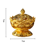HULIANFU Lotus Flower Incense Burner Buddhism Buddha Holder Brass Mini Censer Incense Metal Craft Home Decoration