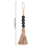 HULIANFU Natural Wood Bead Garland With Jute Rustic Wall Hanging Tassels String Handmade Garland Farmhouse Ornament DIY Home Decoration