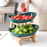 HULIANFU Table Plates For Serving Plates Dinnerware Wooden Partitioned Dish Snack Candy Cake Stand Bowl Food Fruit Plates Set Tableware