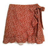 hulianfu Women Skirt  Summer New High Waist Lace Up Elastic Short Skirt Ruffled Irregular Leopard Print Zipper Skirt Casual Beachwear