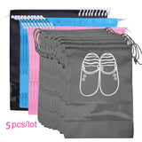 HULIANFU Shoes Storage Bag Closet Organizer Non-woven Travel Portable Bag Waterproof Pocket Clothing Classified Hanging Bag 5pcs L size