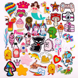 HULIANFU Mushroom Applique Embroidered Patches On Kids Clothes DIY Iron On Patches Cartoon Patches For Clothing Stickers Animal Badges
