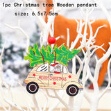 HULIANFU New Year  1PC 2D 3D Christmas Ornament Wooden Hanging Pendants Star Xmas Tree Bell Christmas Decorations For Home Navidad