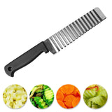 HULIANFU Stainless Steel Potato Chip Slicer Dough Vegetable Fruit Crinkle Wavy Slicer Knife Potato Cutter Chopper French Fry Maker Tools