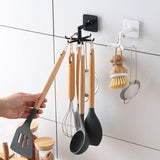 HULIANFU Universal Hooks 360-degree Rotatable Six-claw Storage Hooks Bathroom Bath Towel Rack Kitchen Organizer Punch-free Storage Hooks