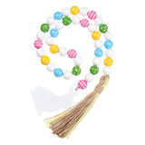 HULIANFU Natural Wood Bead Garland With Jute Rustic Wall Hanging Tassels String Handmade Garland Farmhouse Ornament DIY Home Decoration