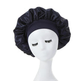 HULIANFU Women Night Sleep Hair Caps Silky Bonnet Satin Double Layer Adjust Head Cover Hat For Curly Springy Hair Styling Accessories