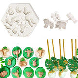 HULIANFU Jungle Safari Animal Silicone Cake Mould 3D Safari Animal Shape Fondant Cake Mousse Baking Mold for Birhtday Party Baby Shower