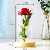 HULIANFU Valentines Day Gift for Girlfriend Eternal Rose LED Light Foil Flower In Glass Cover Mothers Day Wedding favors Bridesmaid Gift