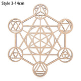 HULIANFU Log Color Chakra Pattern Round Edge Circles Carved Wooden Stand Coaster Flower of life Reload Stone Kitchen Hot Pad Mat Decor