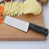 HULIANFU Stainless Steel Potato Chip Slicer Dough Vegetable Fruit Crinkle Wavy Slicer Knife Potato Cutter Chopper French Fry Maker Tools