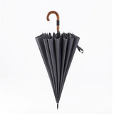 HULIANFU Parachase Big Umbrella Wooden Windproof 16 Ribs Business Japanese Long Handle Umbrella Rain Women Men 120cm Golf Clear Umbrella