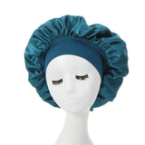 HULIANFU Women Night Sleep Hair Caps Silky Bonnet Satin Double Layer Adjust Head Cover Hat For Curly Springy Hair Styling Accessories