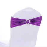 HULIANFU Wedding Spandex Chair Sash Hot Sale Shiny Metallic Lycra Bands Ribbon With Round Buckle Birthday Party Hotel Decoration