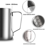 HULIANFU Stainless Steel Milk Frothing Pitcher Espresso Steam Coffee Barista Craft Latte Cappuccino Milk Cream Cup Frothing Jug Pitcher
