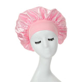 HULIANFU Women Night Sleep Hair Caps Silky Bonnet Satin Double Layer Adjust Head Cover Hat For Curly Springy Hair Styling Accessories