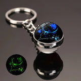HULIANFU New 12 Constellation key ring Starry Sky Luminous Keychain Time Stone Glass Ball Key Chain Accessories Pendant Key Chain Gifts