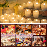 HULIANFU Pack of 12/24 Flickering Remote Control Candles Warm White/Yellow Electric Flameless Tealights For Valentine  Day Decoration