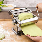 HULIANFU Pasta Maker,Stainless Steel Manual Pasta Maker Machine Perfect for Homemade Spaghetti, Fettuccini, Lasagna,or Dumpling Skins