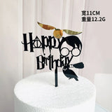 HULIANFU New Cartoon Happy Birthday Acrylic Cake Topper Cute Boy Witch Cake Topper For Kids Birthday Party Cake Decorations Baby Shower