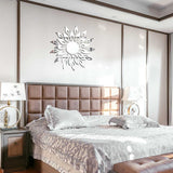 HULIANFU Sun Mirror Wall Sticker DIY Sun Flower Self Adhesive 3D Wall Decal Removable Mural Wallpaper for TV Background Art Home Decor
