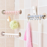 HULIANFU Strong Adhesive Wall Rack Suction Cup 6 Hooks Towel Bathroom Kitchen Holder Sucker Hanger Bathroom Powerful Hook Storage Rack