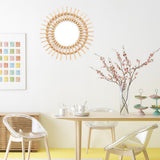 HULIANFU Rattan Innovative Art Decor Round Makeup Mirror Dressing Bathroom Wall Hanging Mirror Nordic Wall Hanging Makeup Mirror