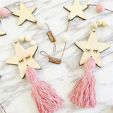 HULIANFU Nordic Style Wall Hanging Ornament For Photography Props Cute Star Shape Wooden Beads Tassel Pendant Baby Room Decoration
