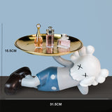 HULIANFU Violent bear statue Tidy Bear Statue With Metal Tray Storage Keys, Candy, Friut Home Ornaments Decoration Table Room Decorations