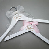 HULIANFU Personalized Wedding Hanger Bridal Shower Gift Engrave Name Wood Hanger Bridesmaid  Groomsmen Hanger Laser Cut Dress Hanger