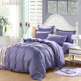 HULIANFU Pure Color Double Duvet Single Twin Comforter Bedding Set 2/3 Bed Cover Set King Queen Size Bed Box Duvets Linen Quilt Cover