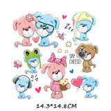 HULIANFU Iron on Cute Animal Patches Set for Clothing DIY T-shirt Applique Vinyl Unicorn Heat Transfer Clothes Stickers Thermal Press T
